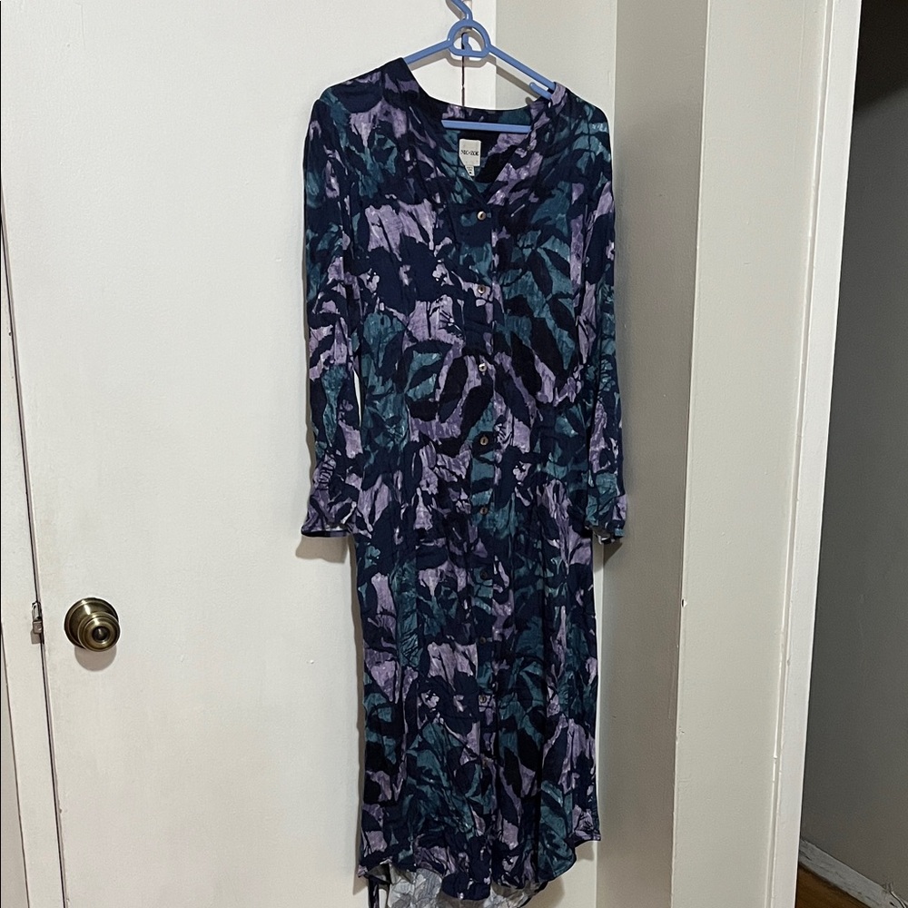 NIC+ZOE Navy Dress with Lavender & Teal Floral Print